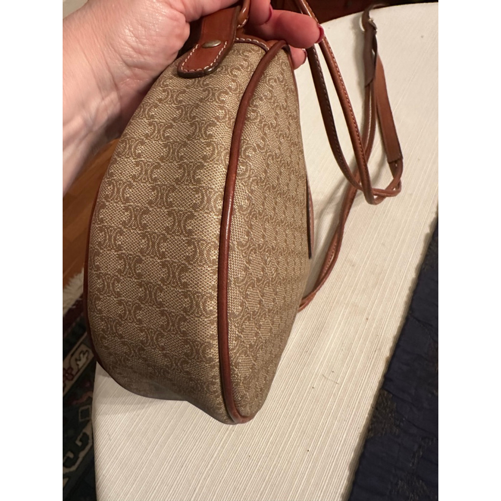 Celine Brown Beige Monogram Macadam Heart-Shaped Shoulder Bag - Picture 14 of 16